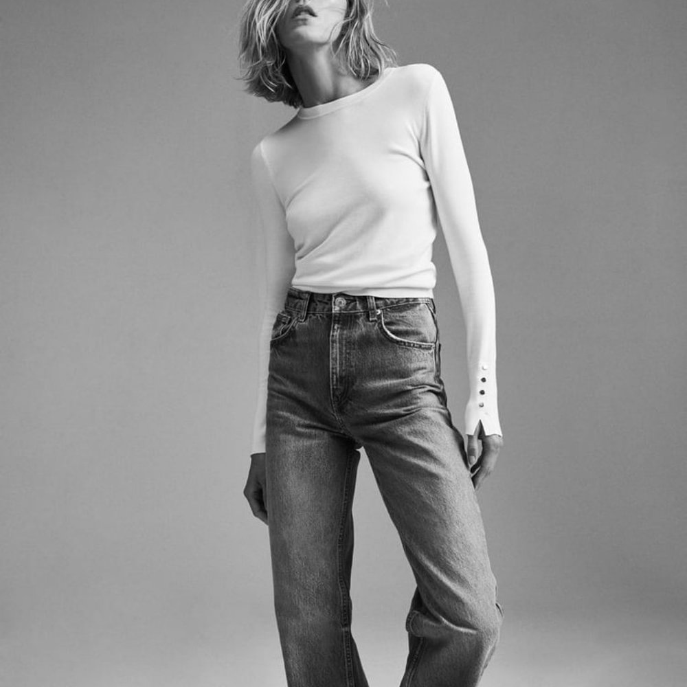 Zara Basic Knit Sweater Cream